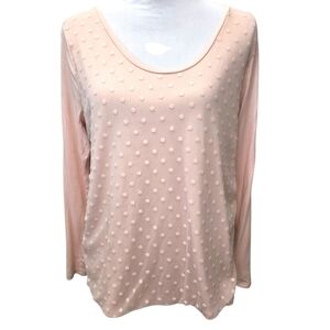 LOFT Blouse Womens Medium Top Long Sleeve Peach